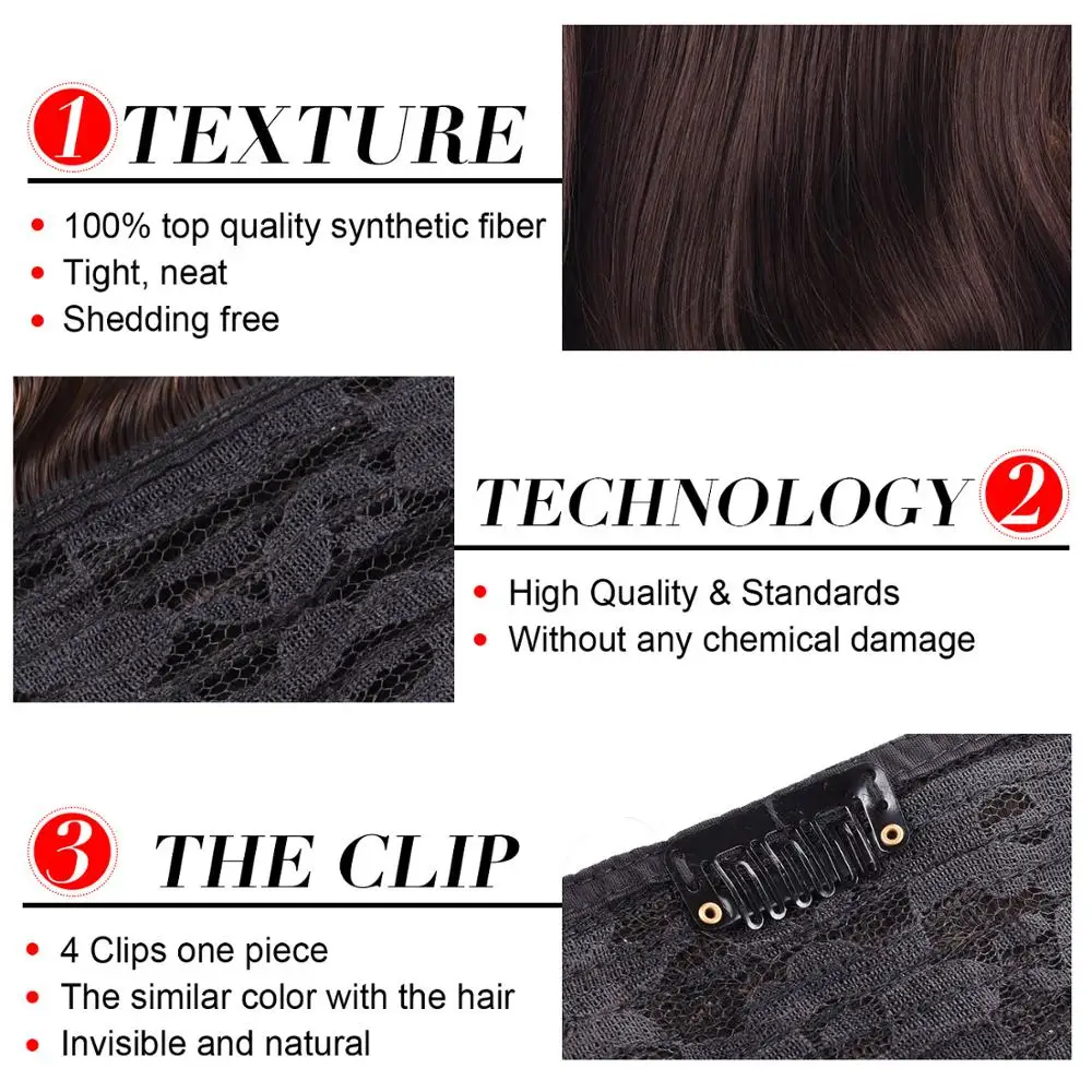 Silike 190g 24 inch Stretched Wavy Clip in Synthetic Hair Extensions Heat Resistant Fiber 4 Clips one Piece 17 Colors Available