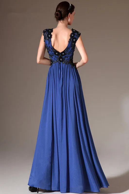 Freeshipping-New-V-cut-Neckline-Sleeveless-Royal-Blue-Evening-Dresses-with-Black-Applique (3)