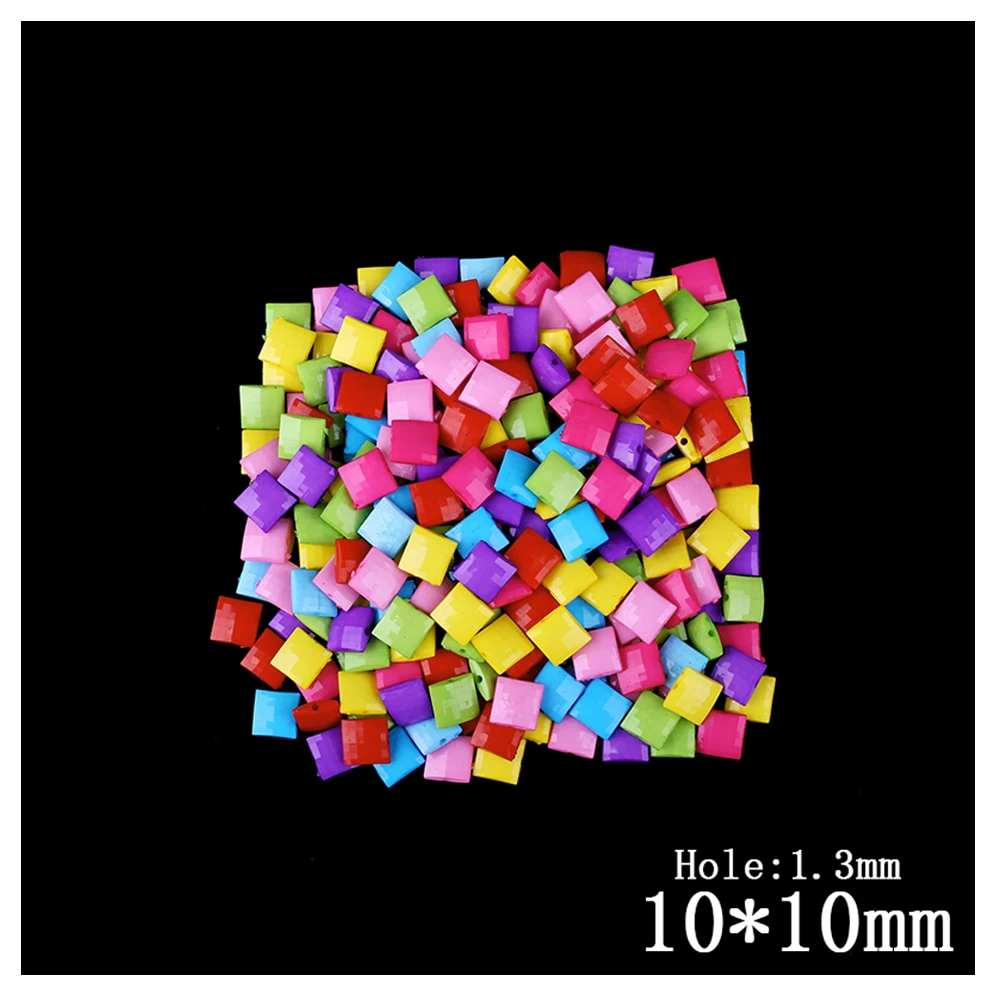 

Mixed Solid Color Straight Hole Flat Square Beads 140pcs/Lot Wholesale Decorations Acrylic Bead For Kids DIY Jewelry Making