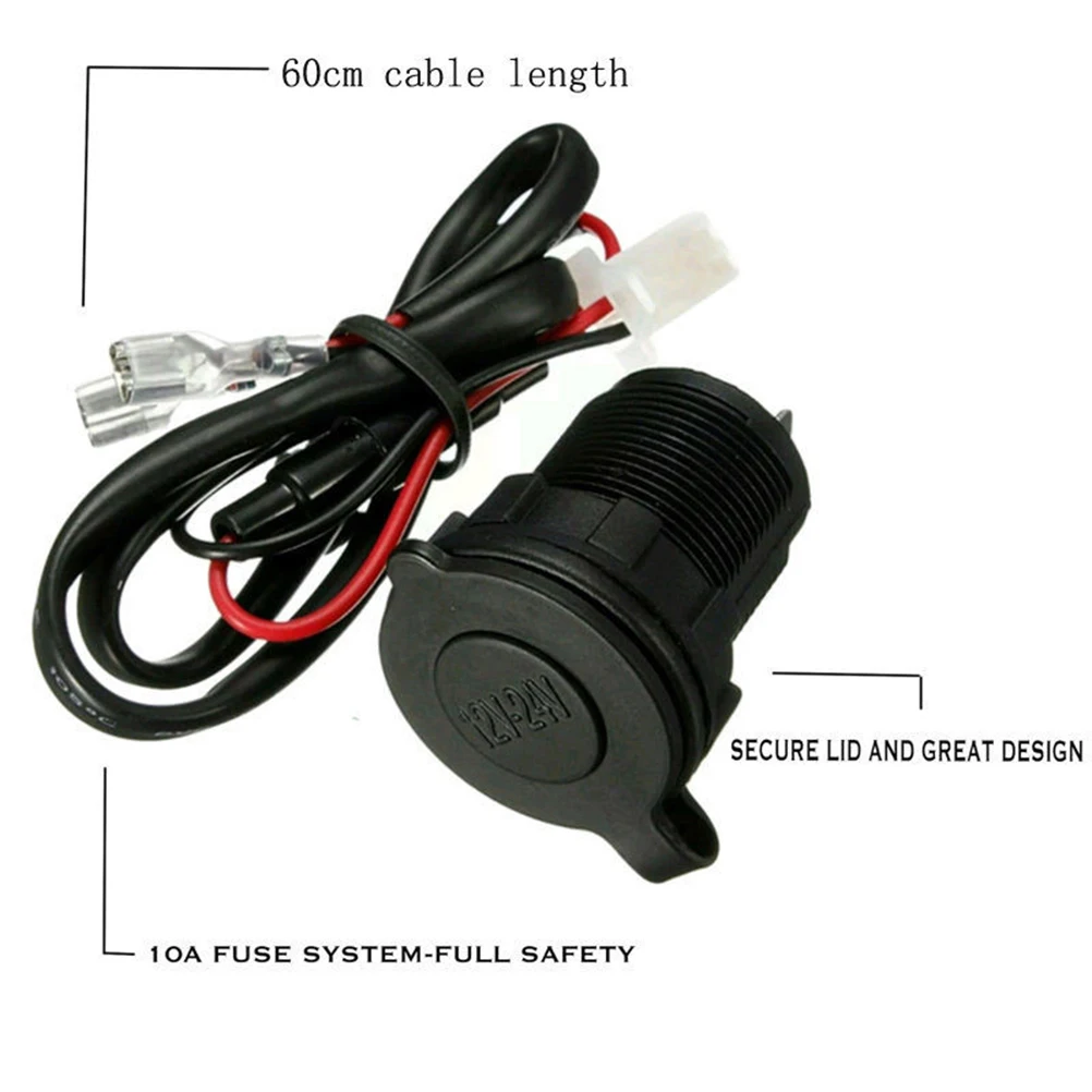 1 шт. DC 12 В/24 В Универсальный водонепроницаемый автомобиль мотоцикл Лодка Трактор прикуриватель розетка с 60 см кабель для авто(черный