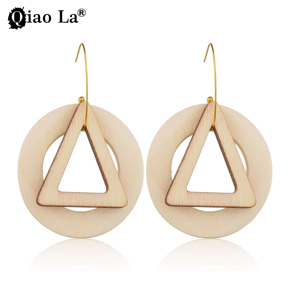 

Qiao La Bohemian Ethnic Wood Earrings Simple Geometric Resin Long Drop Earrings for Women Jewelry Party Gifts Women Jewelry