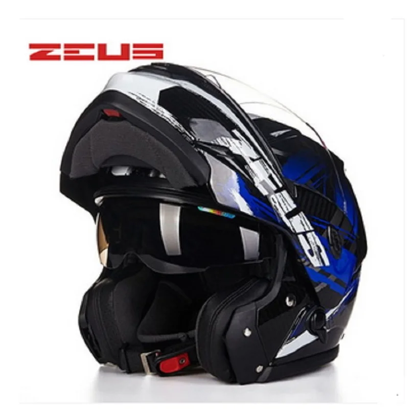 ZEUS carbon fiber full face flip up half helmet motorcycle helmet four