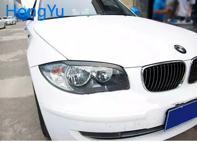 For BMW 1 Series E81 E82 E87 E88 2004-2010 Carbon Fiber Headlight Cover Eyebrows Eyelid Trim Sticker