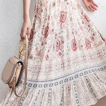 Для женщин юбка в стиле бохо с принтом абрикосового цвета летняя пляжная юбка