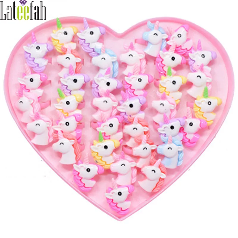 

Lateefah 36-12PCS Kids Children's Little Girl Jewelry Adjustable Ring in Box Girl Pretend Play and Dress Up Ring Random Shapes