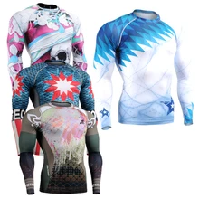 Long Sleeves T shirt Mens Skin Tights Rashguard Complete 3D Printing Compression Shirts Multi use Fitness