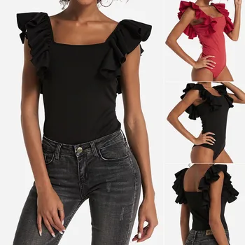 

UK Sexy Women Layered Ruffle Off Shoulder Jumpsuits Fashion Summer Bodysuits