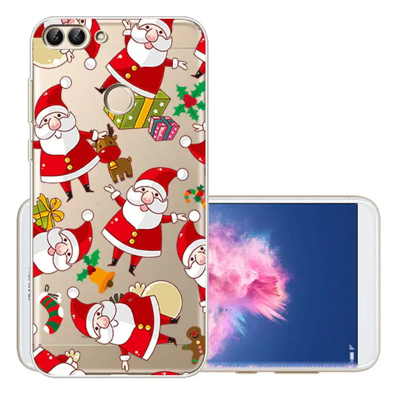 Christmas Festive Santa Reindeer Printed Soft TPU Case sFor Huawei P Smart Y5 2017 Y6 2018 Mate 20 Lite Honor 10 8X Clear Cover  (2)