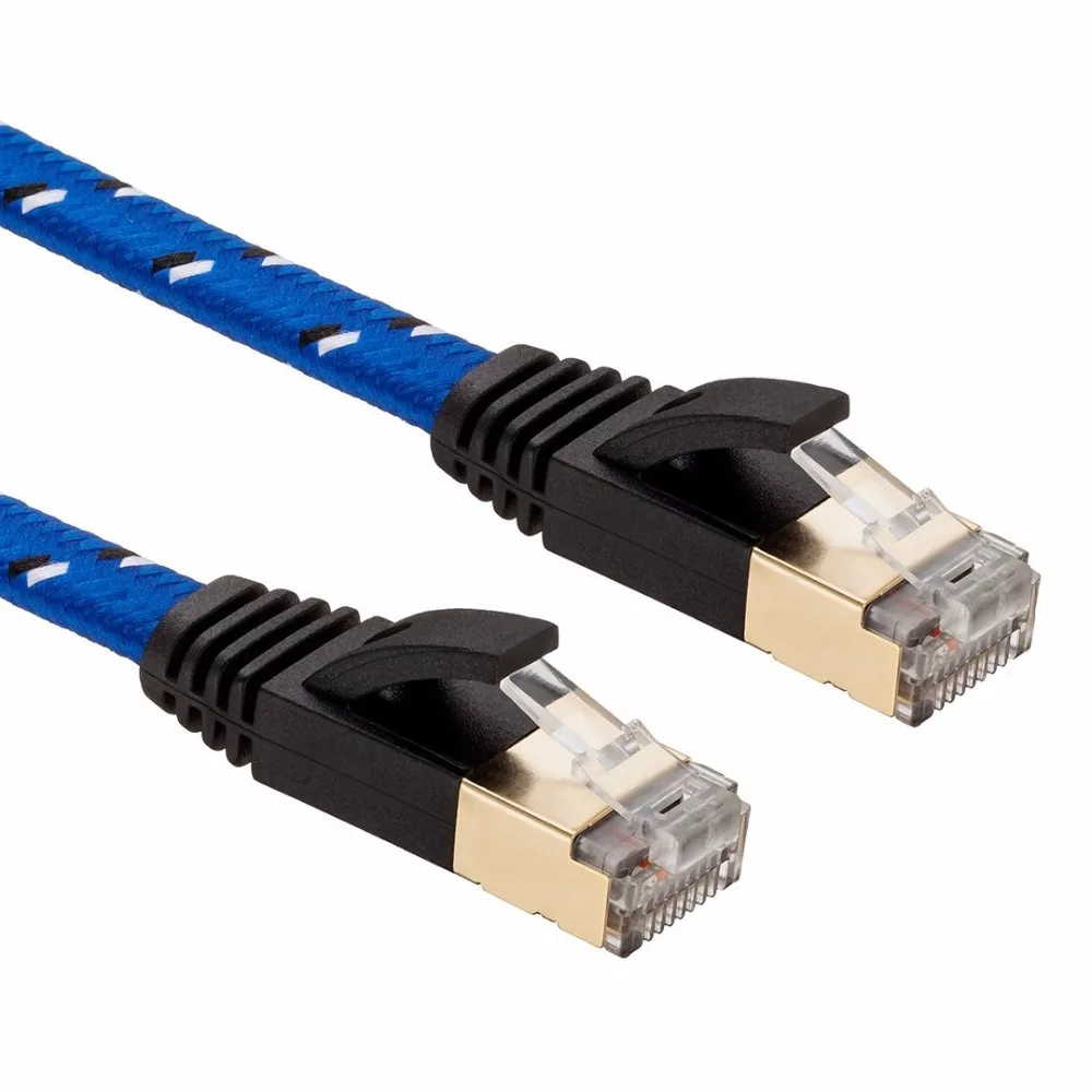 

2ft3ft 6ft 10ft 0.5m 1m 1.5m,2m 3m,5m 10m 20m cable CAT7 RJ45 Patch flat Ethernet Network Cable For Router Switch gold plate