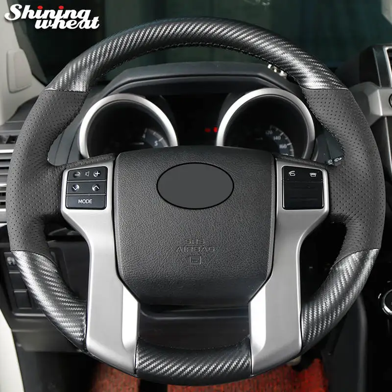Bannis Pu Carbon Fiber Leather Steering Wheel Cover For Toyota Land