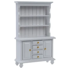 1/12 кукольный домик миниатюрная мебель Мультифункциональный деревянный шкаф книжный шкаф белый