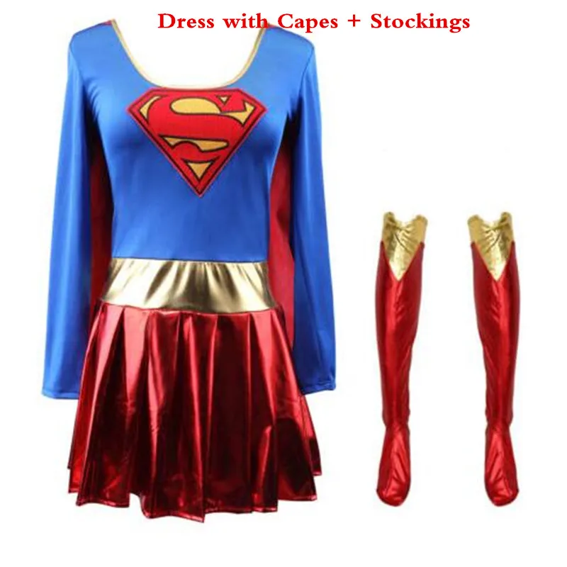Superwoman Dress  Super Cosplay Costumes For Adult Girls Halloween Super Girl Suit Superhero Wonder Super Hero Dress sexy costumes for women