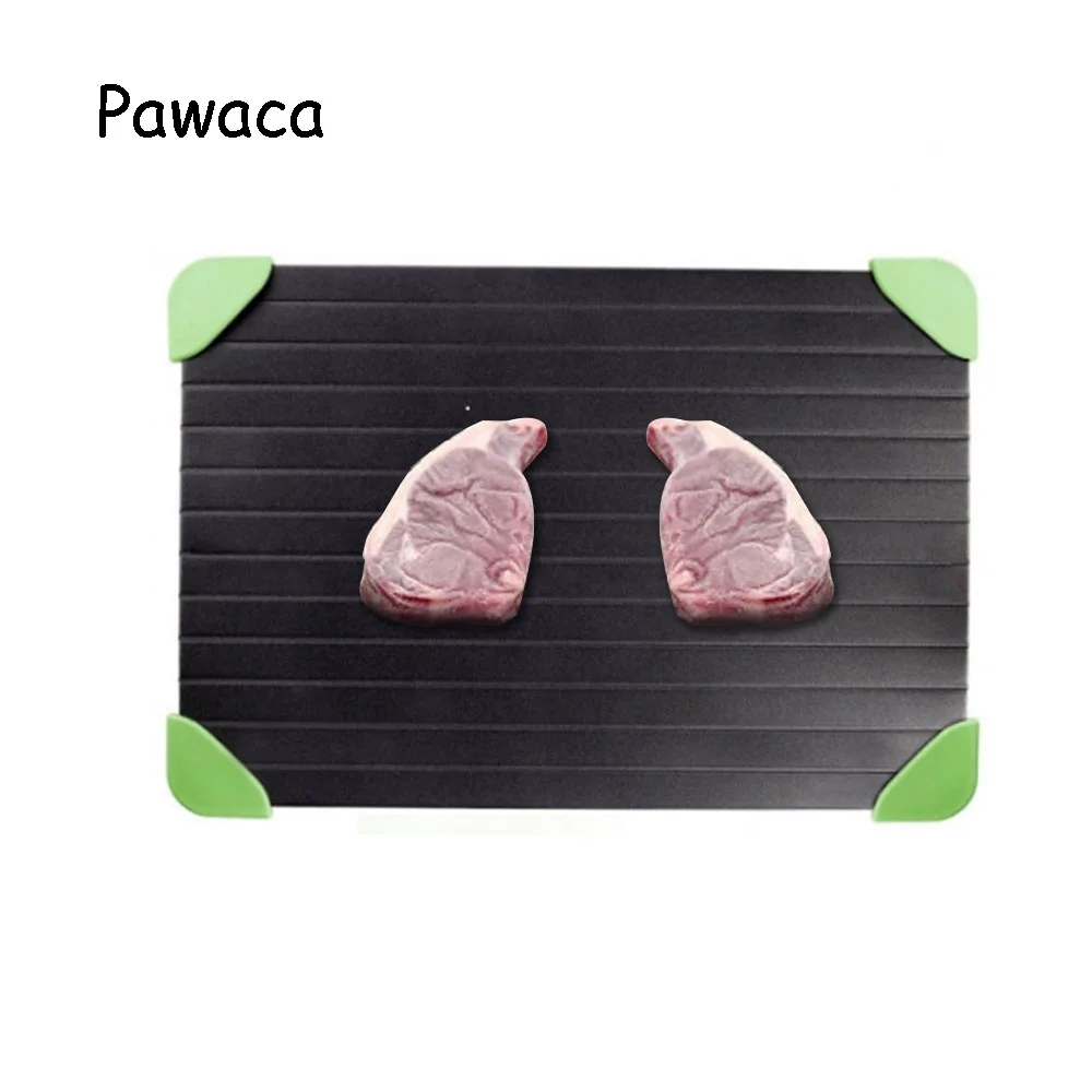 Pawaca Fast Magic Defrost Tray Thaw Frozen Plate Silicon - containing Corner Rapid Defrosting Aluminum Sheet Kitchen Gadget Tool