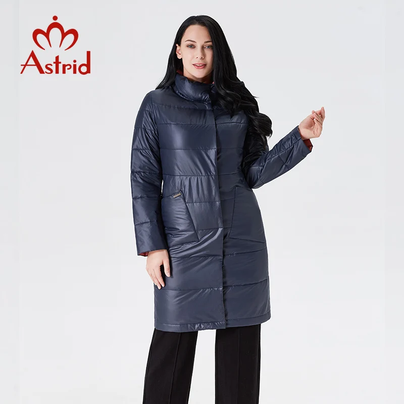 Астрид зимняя куртка женские новые длинное пальто Женщины Slim fit сплошной Разноцветные куртки теплые ветрозащитные высокое качество темперамент coatAM1960 - Цвет: 23 blue