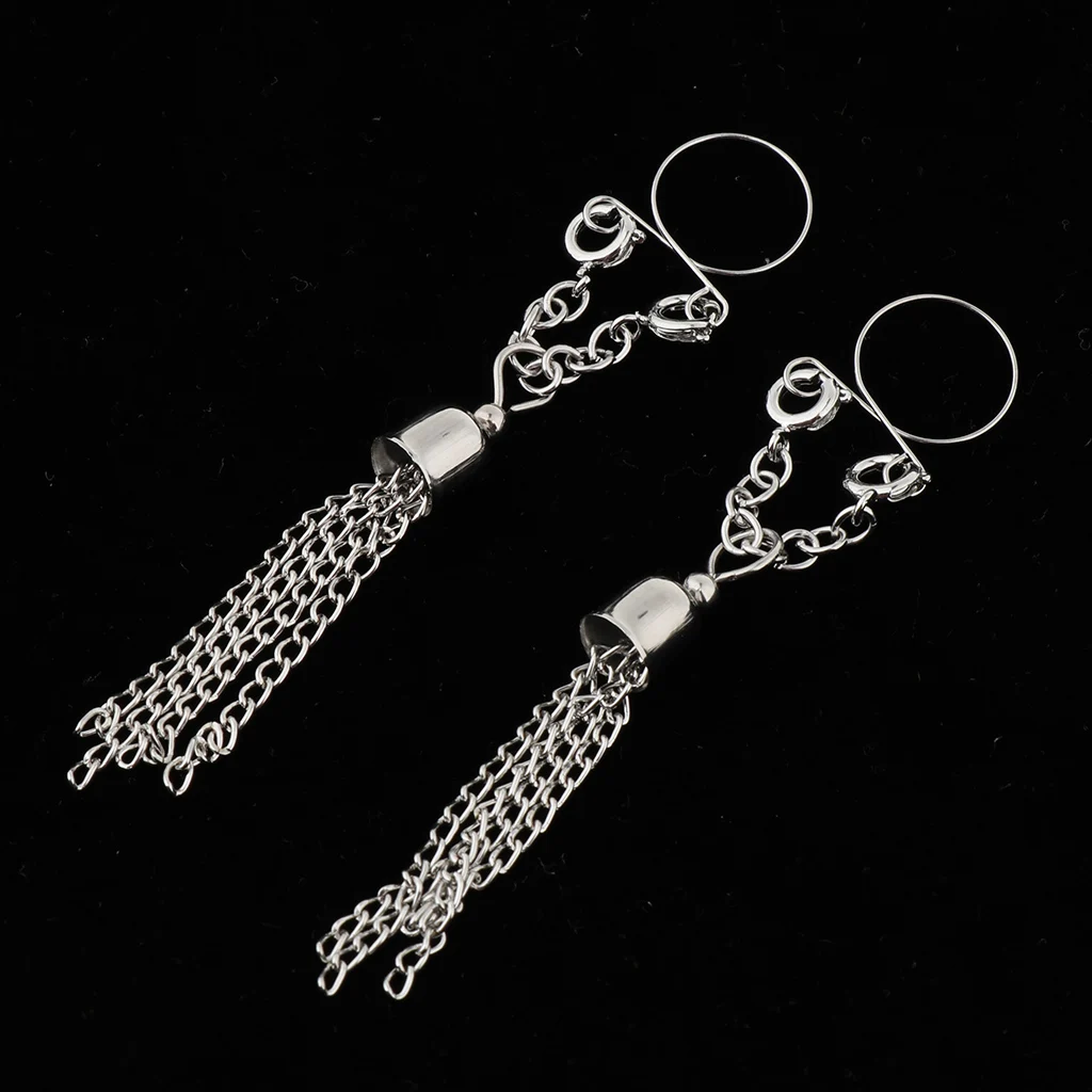 1 Pair Clip On Fake Non Pierce Nipple Rings Crystal Dangle Non Pierced Body Jewelry