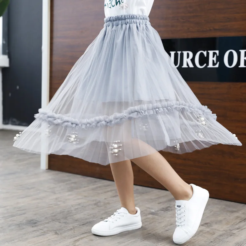 Saia para 6 Meninas Saias Macio Fofo Tule Tutu Saia Pettiskirt Longas Crianças Malha Bola Vestido Estrela Lantejoulas 8 10 13 Ano 38 Mamãe e Bebê