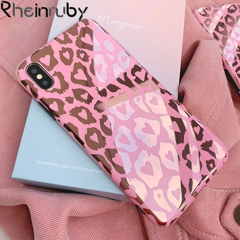 

Rheinruby Plating Leopard Print Laser Soft Case For iPhone XS Max XR X 6S 7 8 Plus Cases For Huawei Mate 20 P20 Pro Mate 10 P10