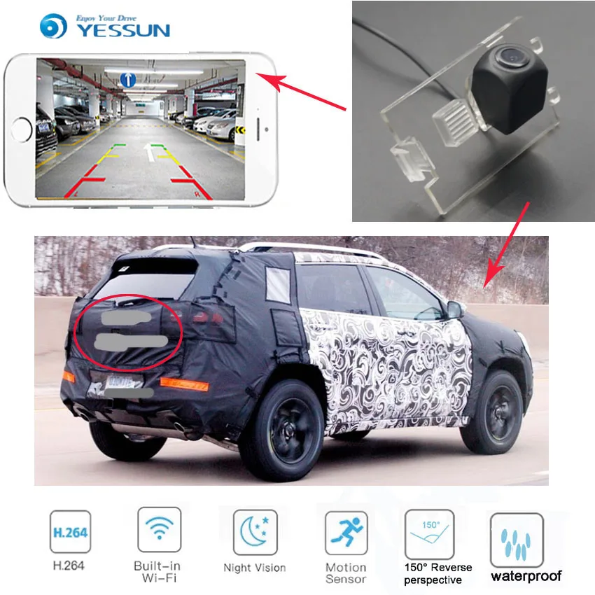 Камера заднего вида YESSUN Wi-Fi для Dodge Caliber 2007 ~ 2012 5D CCD HD беспроводная камера ночного