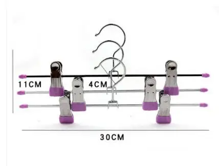 Sainwin 10 шт./лот 30 см металлические вешалки для брюк Non-slip зажим для штанов вешалки для одежды - Цвет: Light Purple