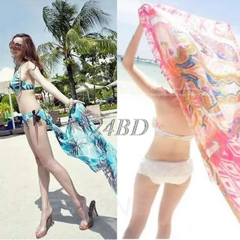 

Women Sexy Chiffon Wrap Pareo Dress Sarong Beach Swimwear Bikini Cover Up Scarf S26