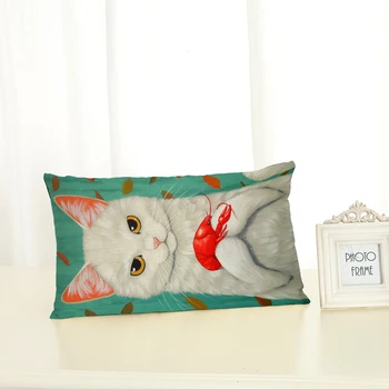 

Personalized Cartoon Cat Cushion Covers Fashion Creativity Home decoration 30x50 Decorative Beige Linen Pillow Case