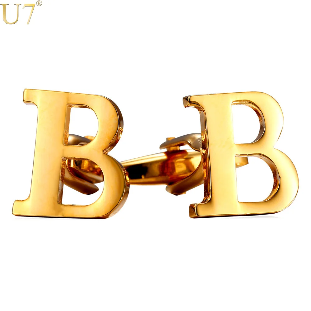 Aliexpress.com : Buy U7 Brand Metal Alphabet B Letter Cufflinks For Men ...