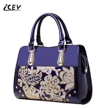 Icev Новая мода Цветок бриллиантами высокое качество Лакированная кожа Для женщин кожа Сумки Для женщин известные бренды Bolsa Sac