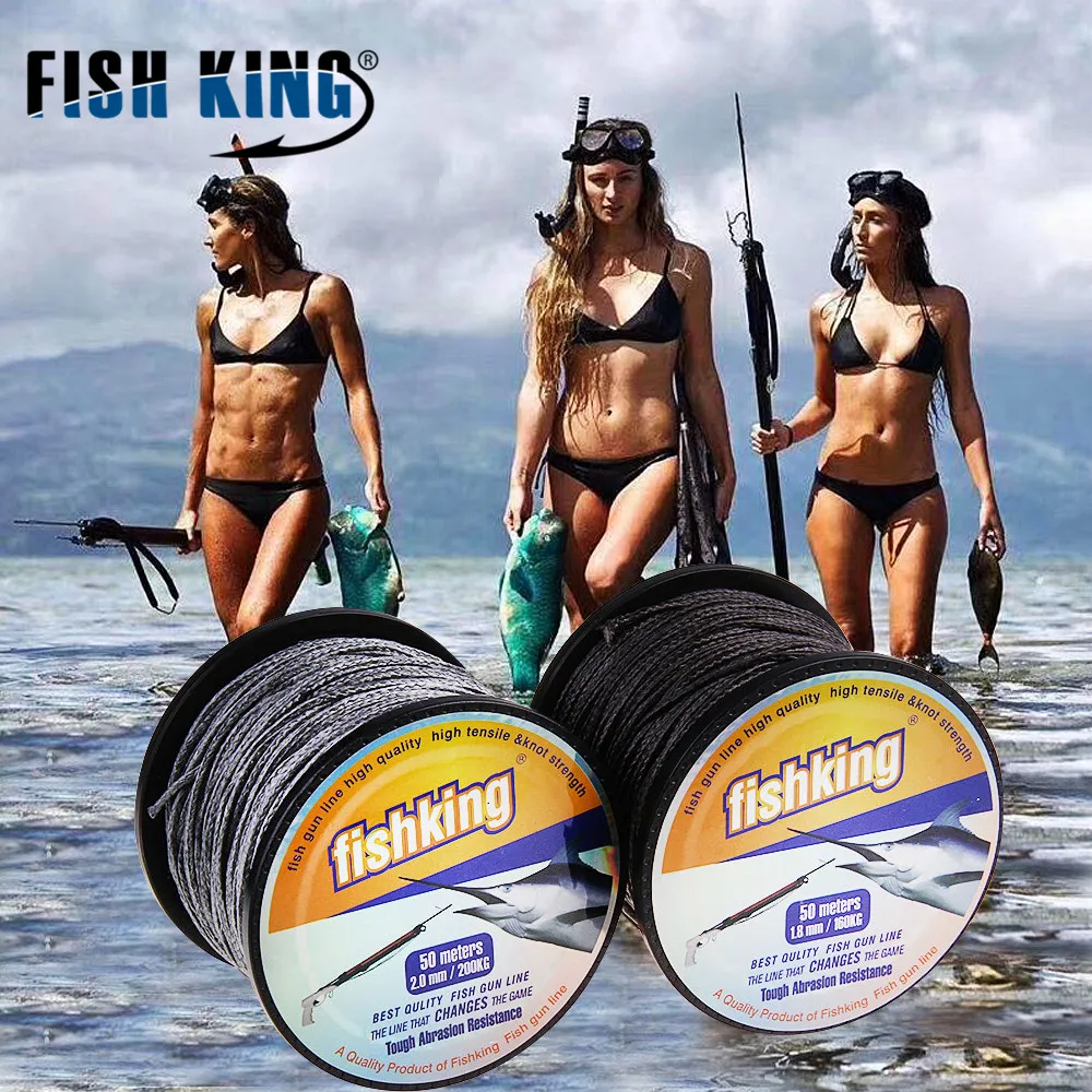 

FISH KING 50M 1.8mm 2mm/200kg Excellent Spear Gun Line PE Multifilament Braided Fishing Line Strand Carp Spearfishing Rope Cord
