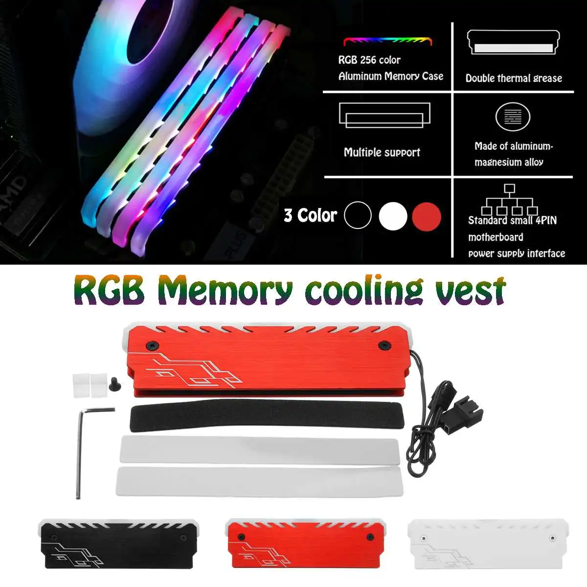 

Memory RAM Cooler Heat Sink Cooling Vest Fin Radiation Dissipate For DIY PC Game Overclocking MOD DDR DDR3 DDR4