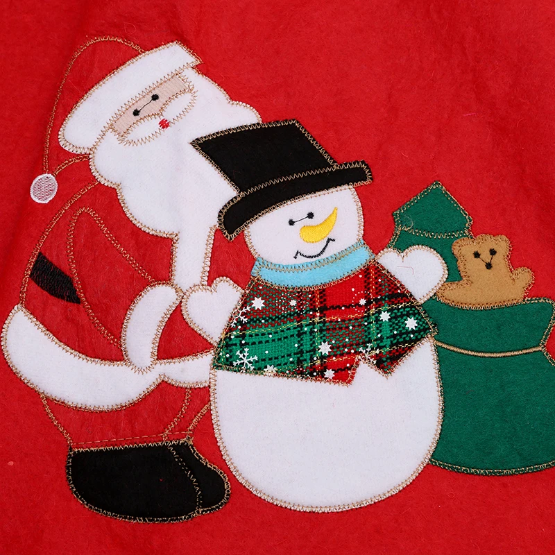 

Happy New Year Scene Supplies Christmas Santa Claus Tree Skirt Embroidery Decoration Ornaments Xmas Tree Apron Gift
