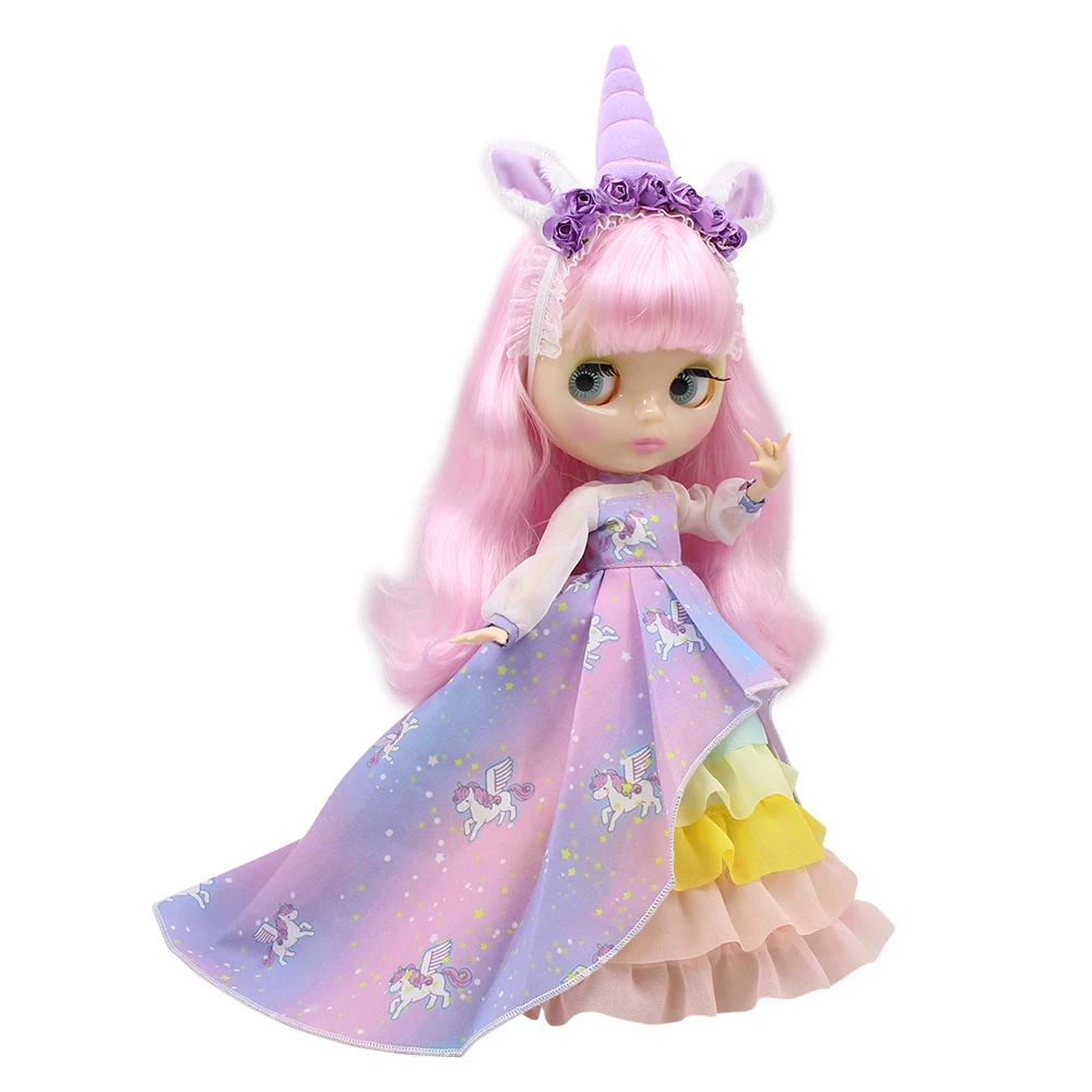 Neo Blythe Doll Unicorn Dress with Horn Hair Band 4