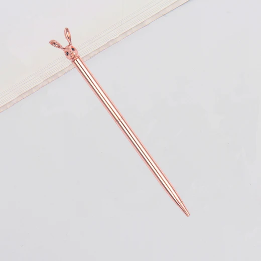 Shichen A013 модная забавная головка кролика металлический подарок тонкий шарик ручка 0,7, 1,0 мм Заправка для школы или подарочная ручка - Цвет: rose gold