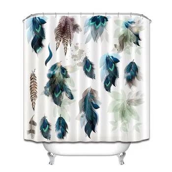 

Bathroom Polyester Fabric Shower Curtain Set Beautiful Various Colorful Feathers
