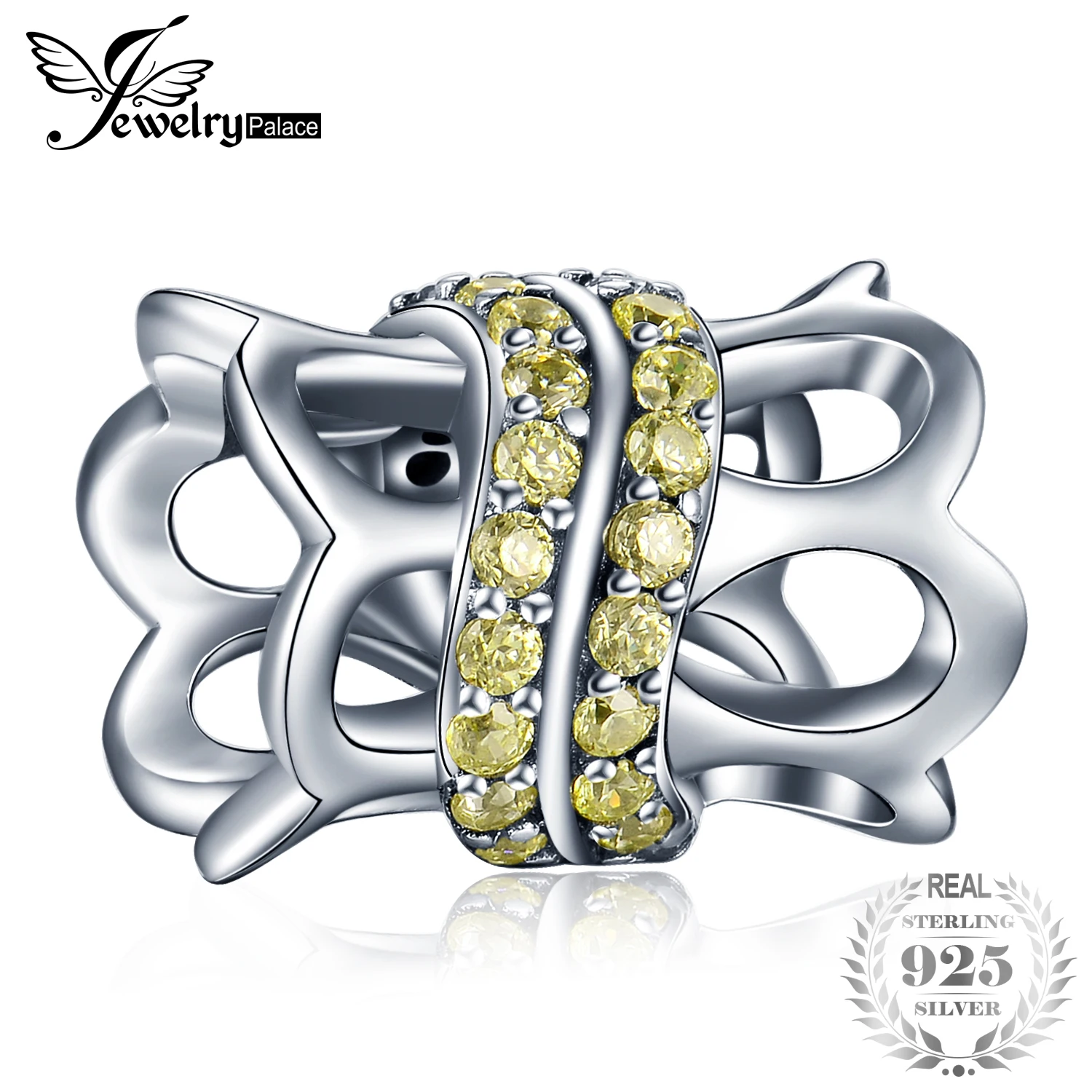 JewelryPalace Round Golden Yellow Cubic Zirconia 925 Sterling Silver