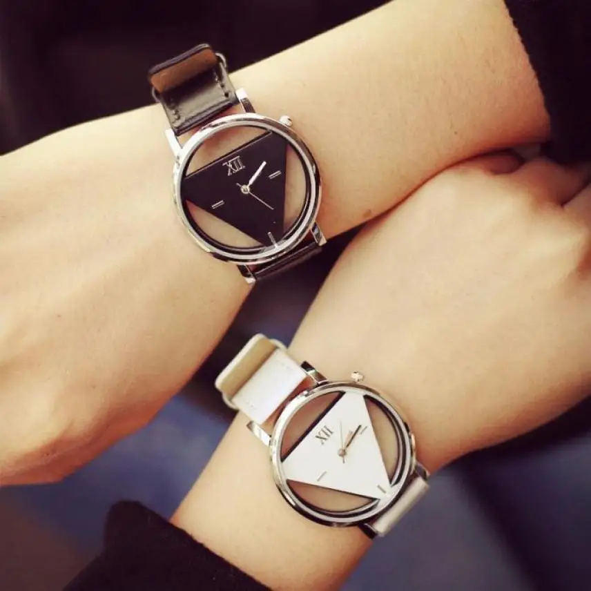 Модные женские брендовые трендовые женские часы с треугольником стразами, прозрачные кварцевые повседневные наручные часы для женщин