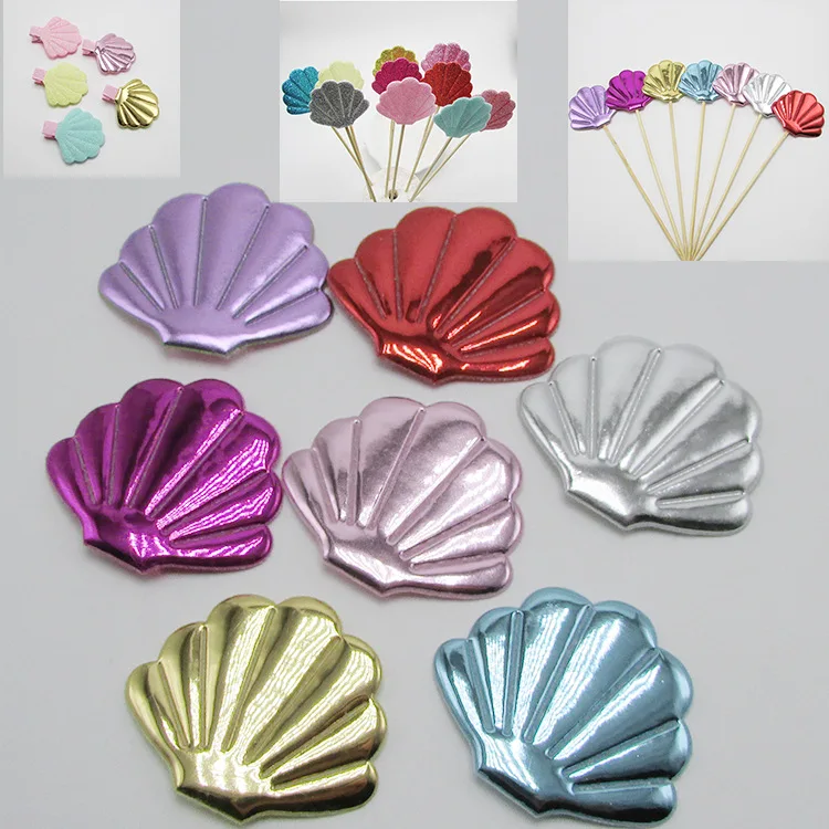 

50pcs/lot 4.5x3.8cm Mix colors Pu Shell Padded Appliques For Cake Insert Cards and BB Clip Accessories DIY Kid patches