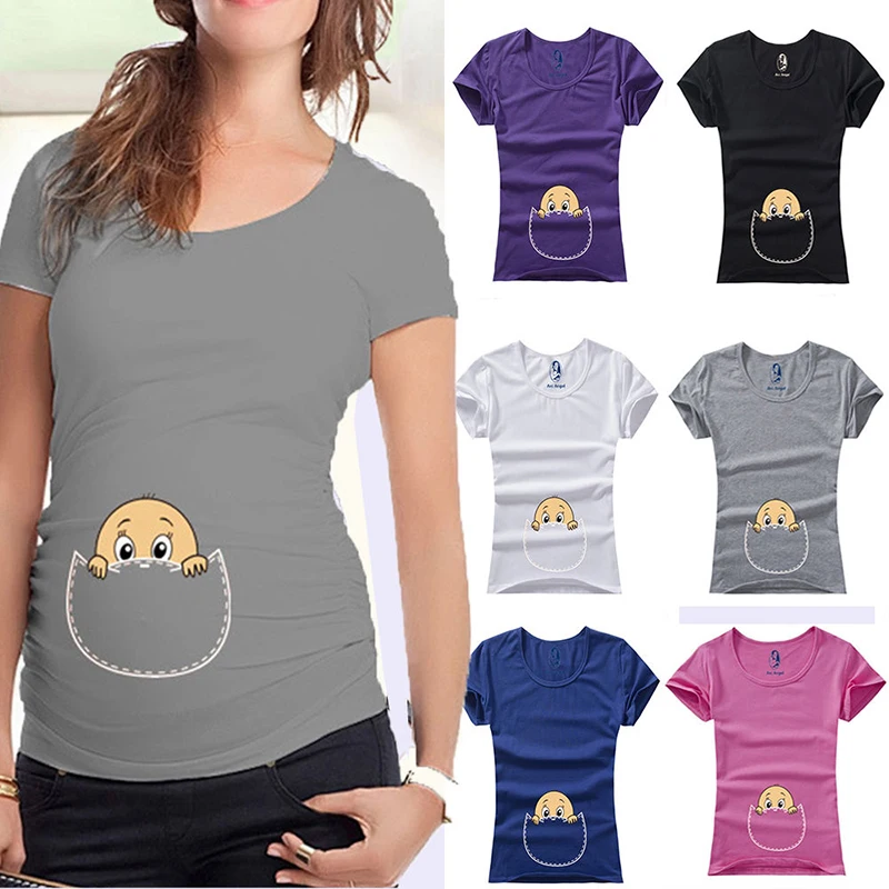 

New Cotton Maternity Short Sleeve Shirt Specialized Pregnant Women Plus Size XXL