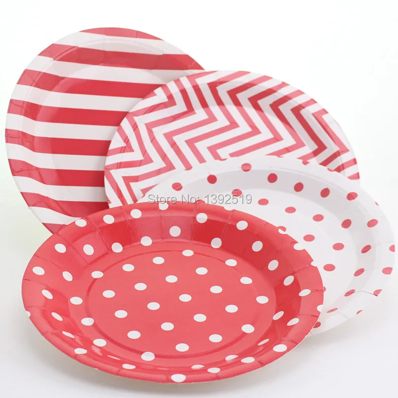 Free Shipping 96pcs Dispasable Round Paper Plates Baby PinkColours Party Tableware Events Food Tray font b