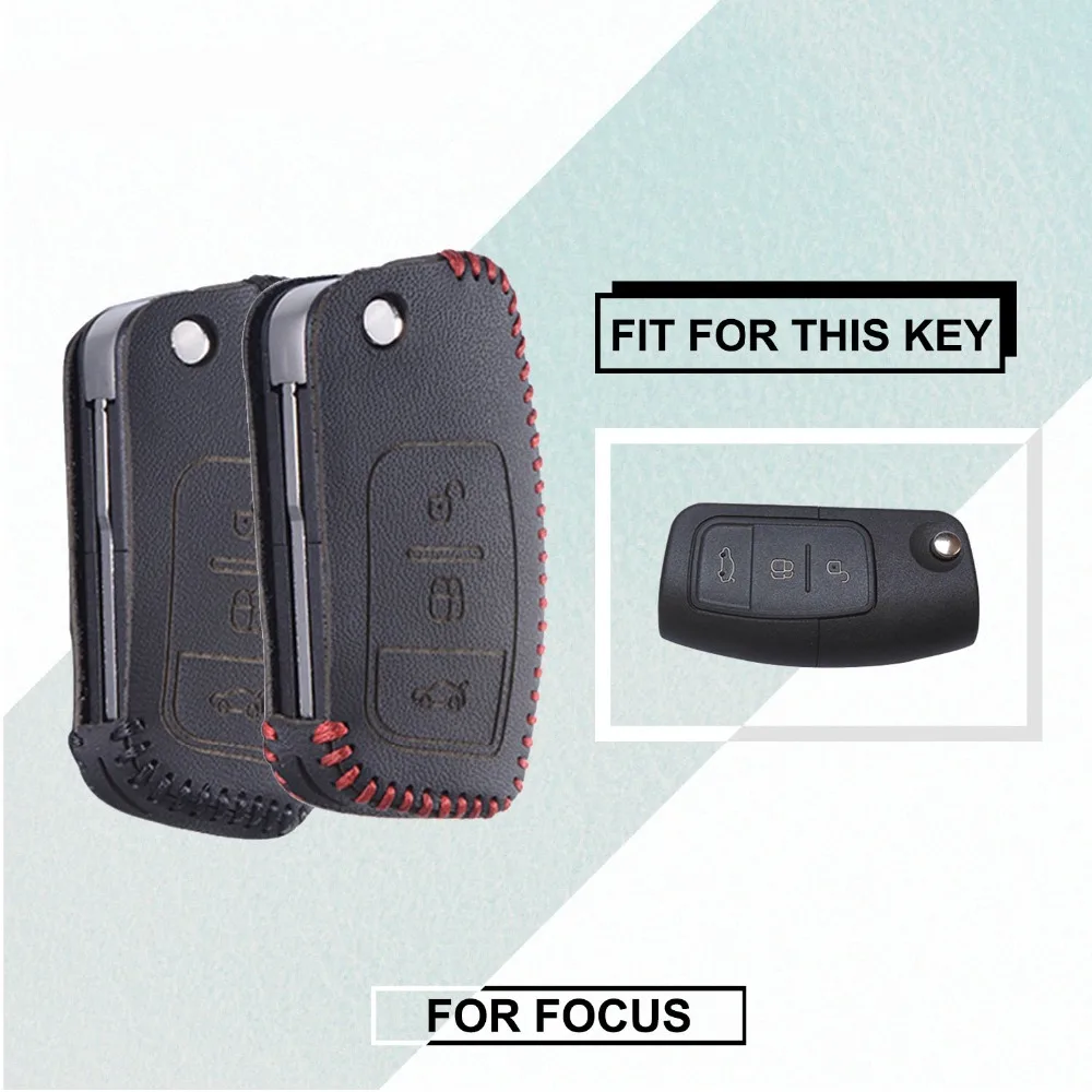 

Genuine Leather Key Cover for Ford Focus 2 3 4 MK2 MK3 MK4 Kuga Edge Mondeo Escape Escort Ecosport Fiesta Keychain Case