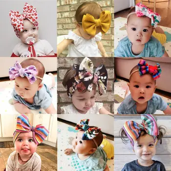 

US Toddler Baby Girls Kids Bow Hairband Headband Stretch Turban Knot Head Wrap Headwear For Baby Girls