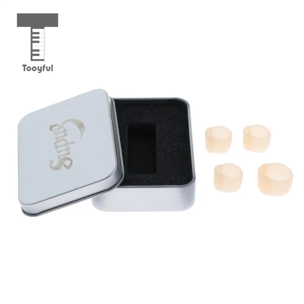 Tooyful 4 Pieces Rubber Right Hand Guzheng Pipa Lute Fingertip Thumb Finger Protector with Storage Case Box for Guzheng-Player