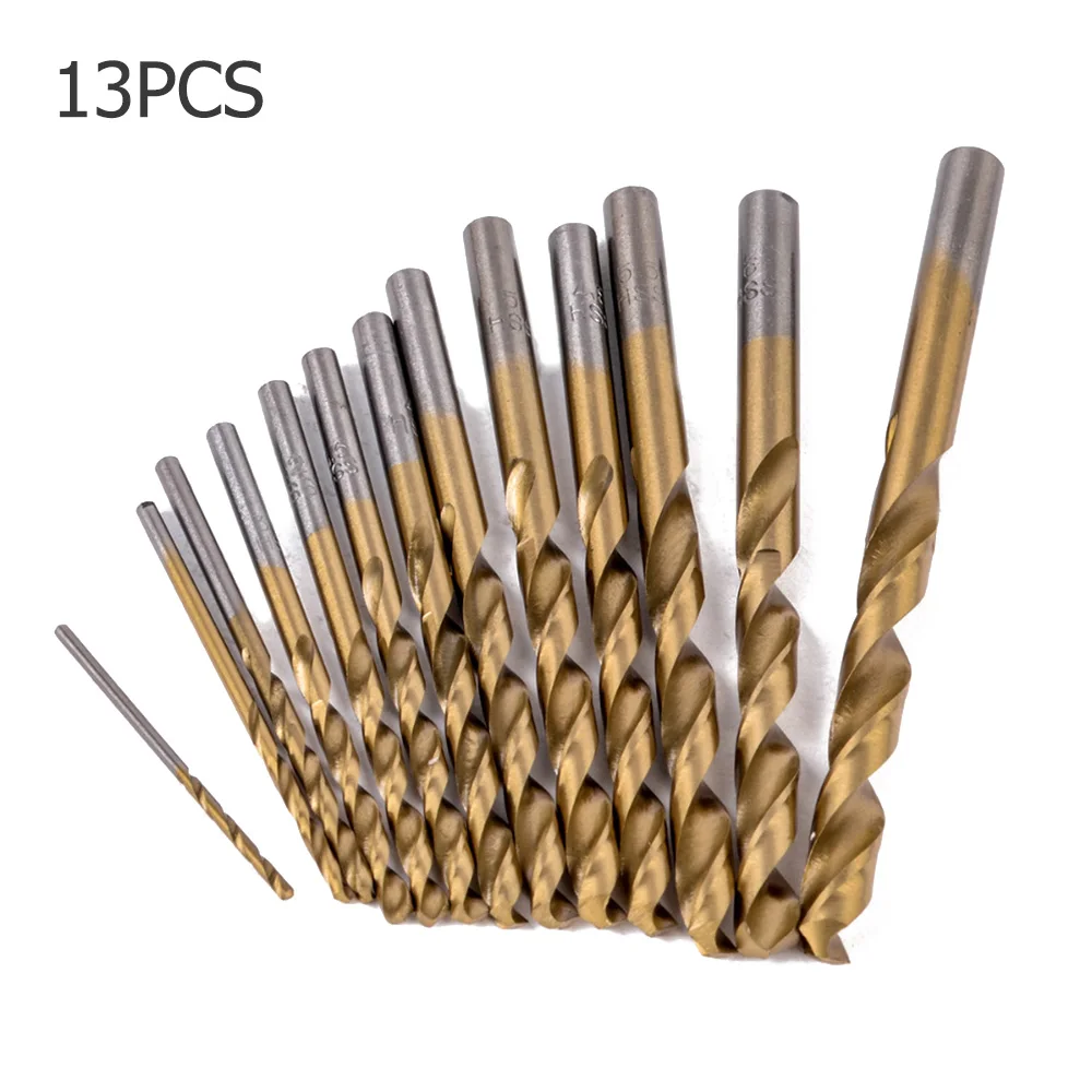 13 PCS Round Shank Coated HSS Titanium Twist Drill Bit Set 1.5-6.5mm Metal Wood Drill Bit Cobalt Drill Set Woodworking Metalwork 13 PCS Round Shank Coated HSS Titanium Twist Drill Bit Set 1.5-6.5mm Metal Wood Drill Bit Cobalt Drill Set Woodworking Metalwork