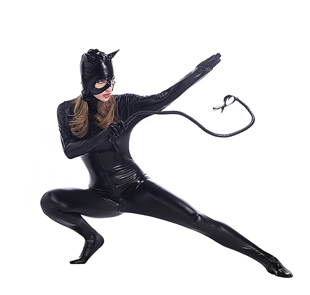 women halloween black catsuit sexy catwoman costume gatubela cosplay plus size catwoman suit