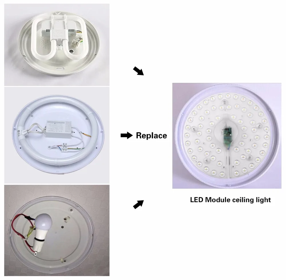 Затемнения светодио дный потолочный светильник модуль 24 Вт 32 Вт 220 В ССТ изменение светодио дный лампа источник пластины заменить 40 Вт 50 Вт CFL люминесцентная лампа, лампа