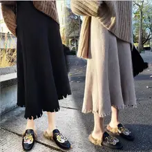 Свободная трикотажная плиссированная юбка женская новая длинная узкая юбка