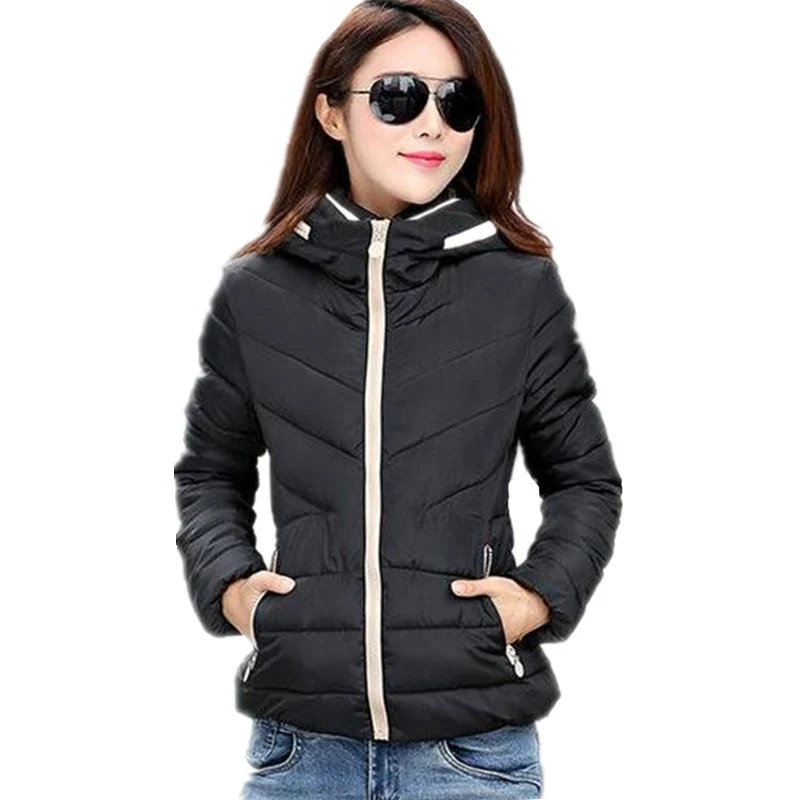 

Winter Jacket Women Cotton Short Jacket 2017 New Girls Padded Slim Hooded Warm Parkas Coat Female Autumn Outerwear