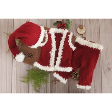 Лидер продаж, Детский комбинезон с шапочкой Санта-Клауса, комплект из красных сказочных штанов и чепчик для девочки, Рождественский наряд, комбинезон для новорожденного мальчика