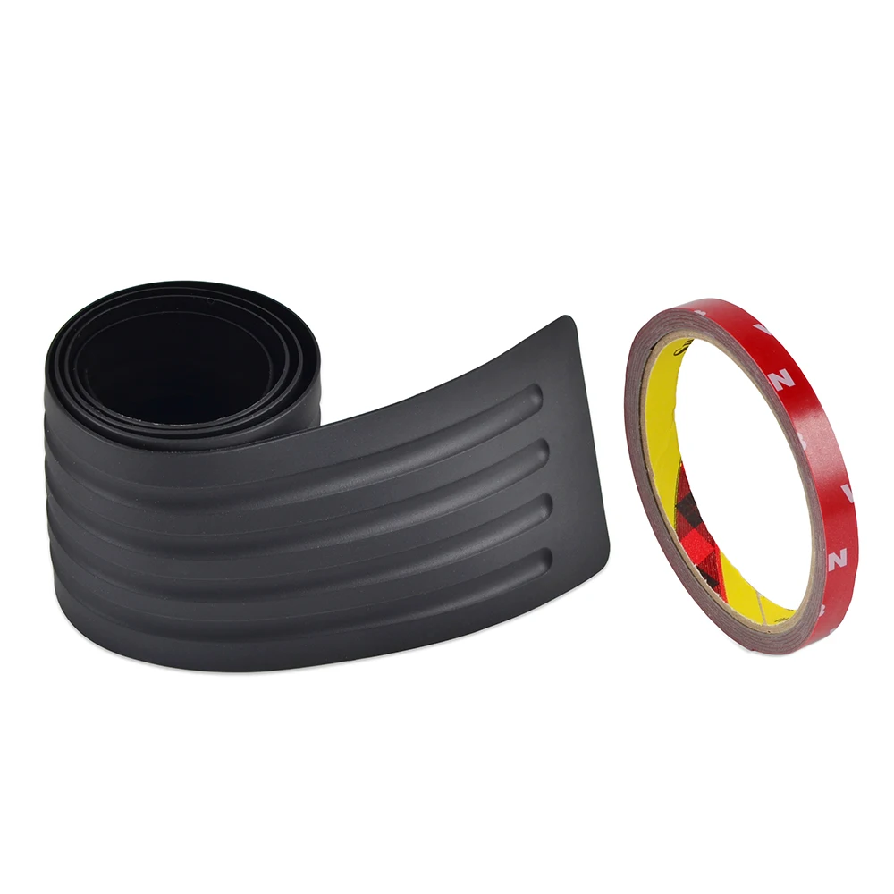 H2CNC Car Black Rear Bumper Trunk Edge Sill Protector Plate Rubber Cover Guard Trim Pad With Double Side Adhesive Tape Universal