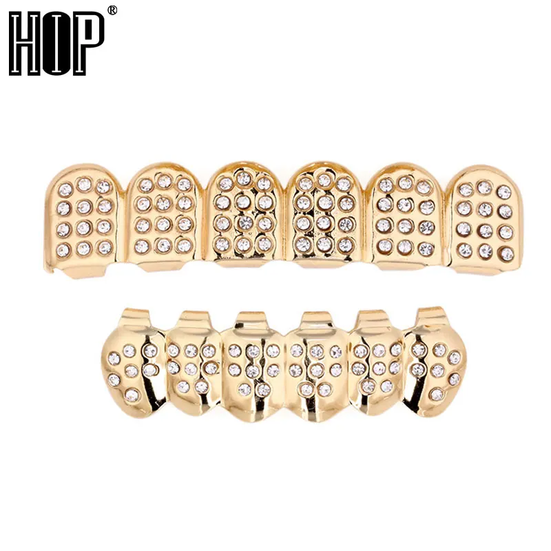 Хип хоп Bling многоцветные клыки зубы кубического циркония сплав TeethGrillz Топ и низ