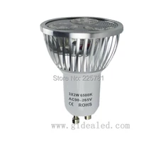 Free shipping led light gu10 6W cold white LED spotlight AC90-260V 6pcs -packet